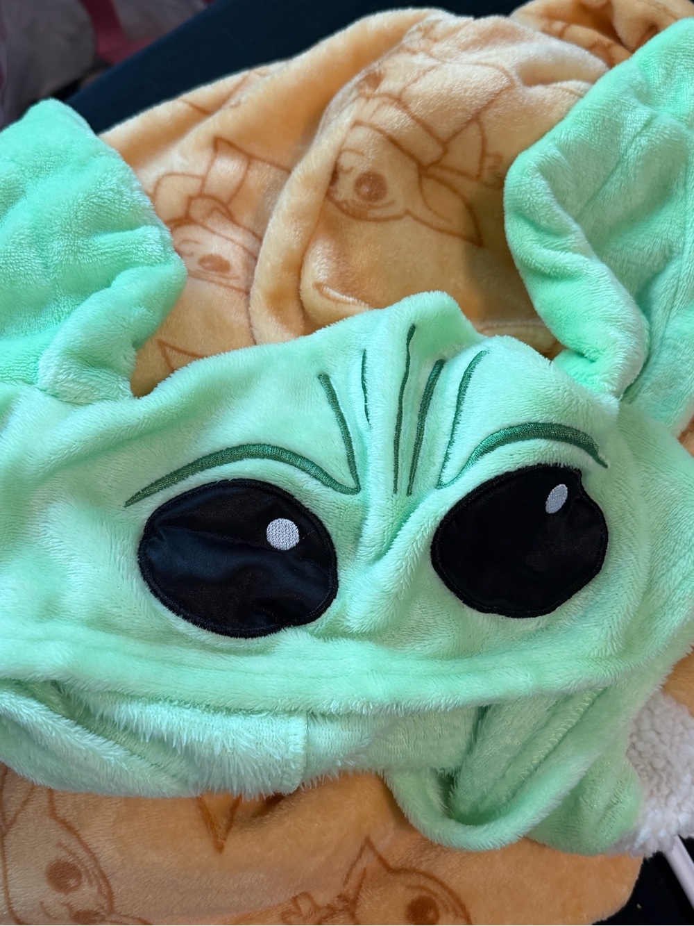 Green Baby Yoda Plush Hooded  One Piece PJs- Soft Star Wars Inspired